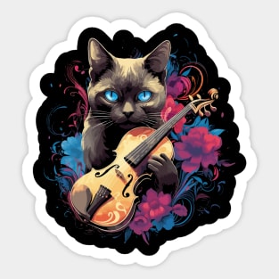 Tonkinese Cat Playing Violin Sticker